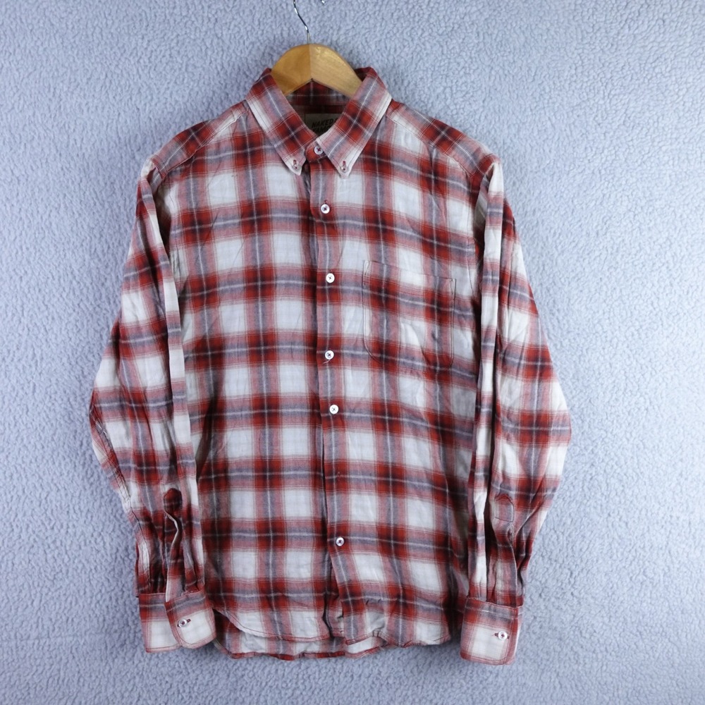 Naked & Famous Mens Red White Plaid Flannel Button Down Shirt Size M Canada